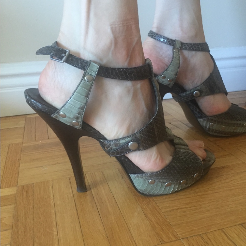 ASH green black snake gladiator heels sandal 40 10